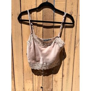Brandy Melville Cropped lace/silk Top
